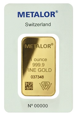 Metalor 1oz gold bullion bar